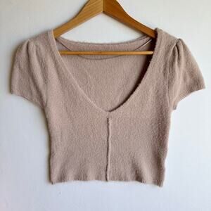 Free People Cropped Fuzzy Sweater